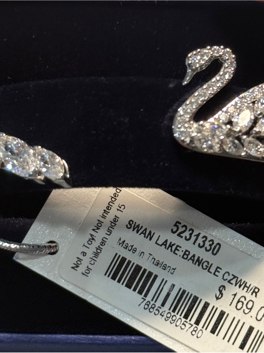 Swarovski Swan Lake Crystal hinged bangle rhodium plated.